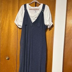 Navy Blue Women's Dress with White Top